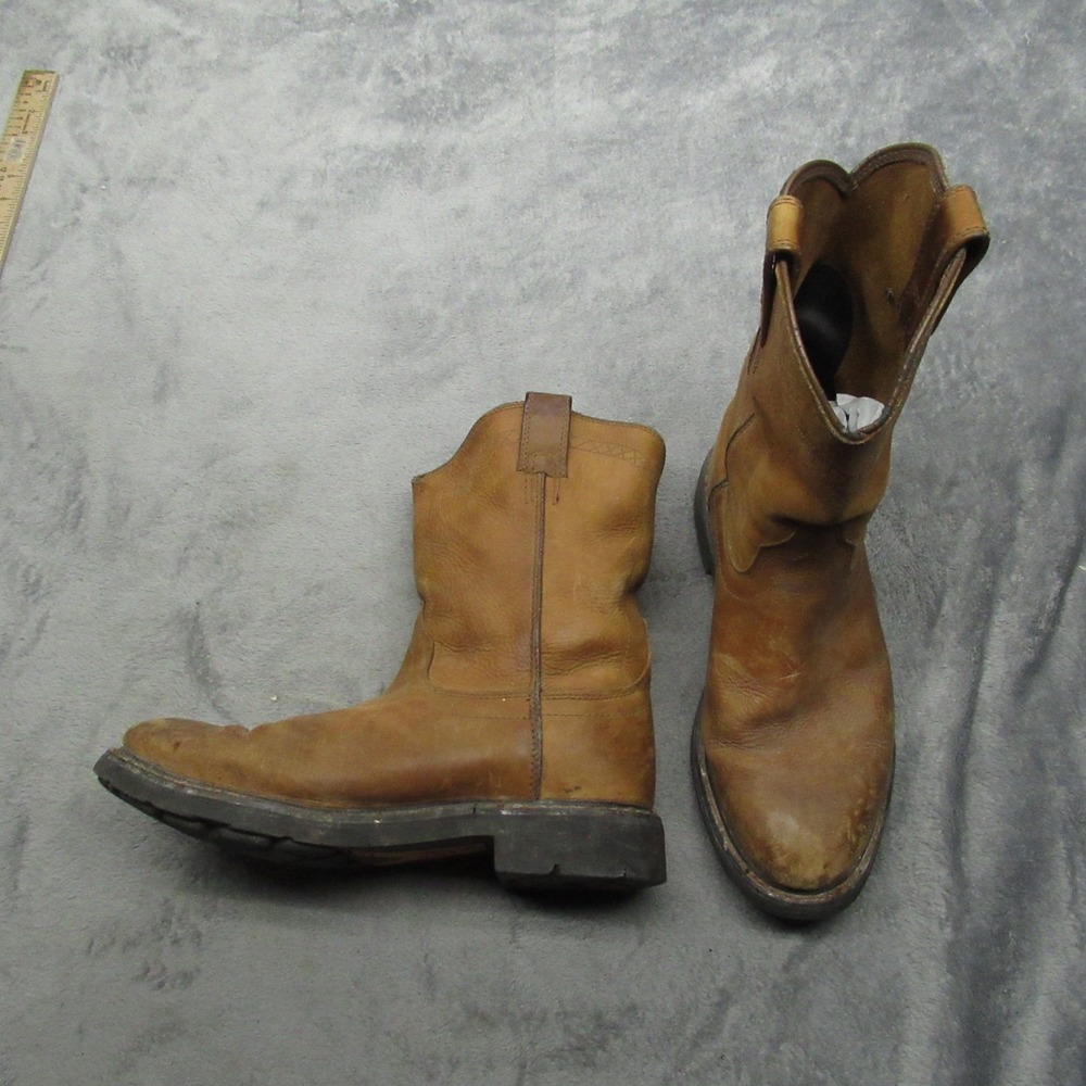 Ariat Sierra Boots Men 9.5D Brown Work Leather Brown Square Toe Western Riding